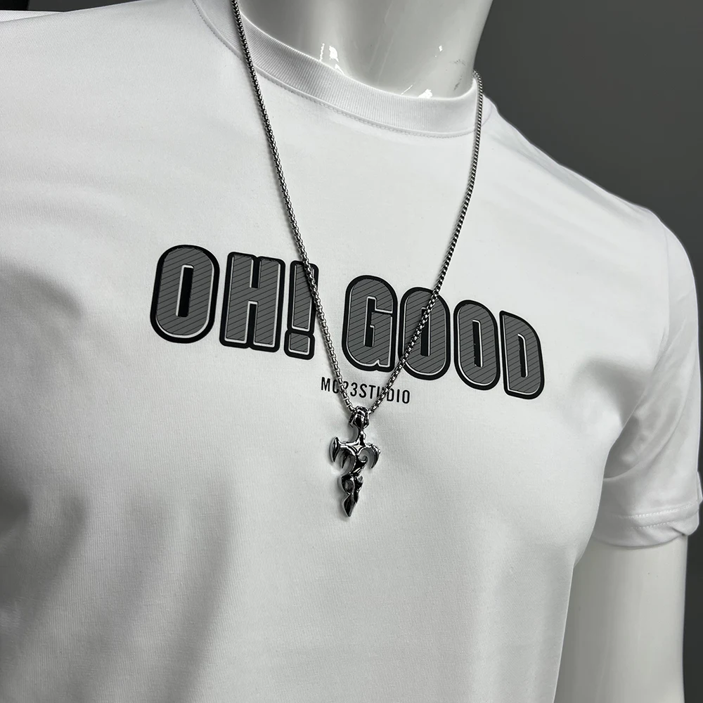 Футболка мужская с буквенным принтом модная брендовая Повседневная облегающая