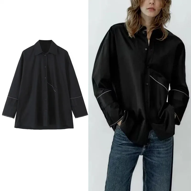 

Блузка женская с длинным рукавом, на пуговицах, оверсайз