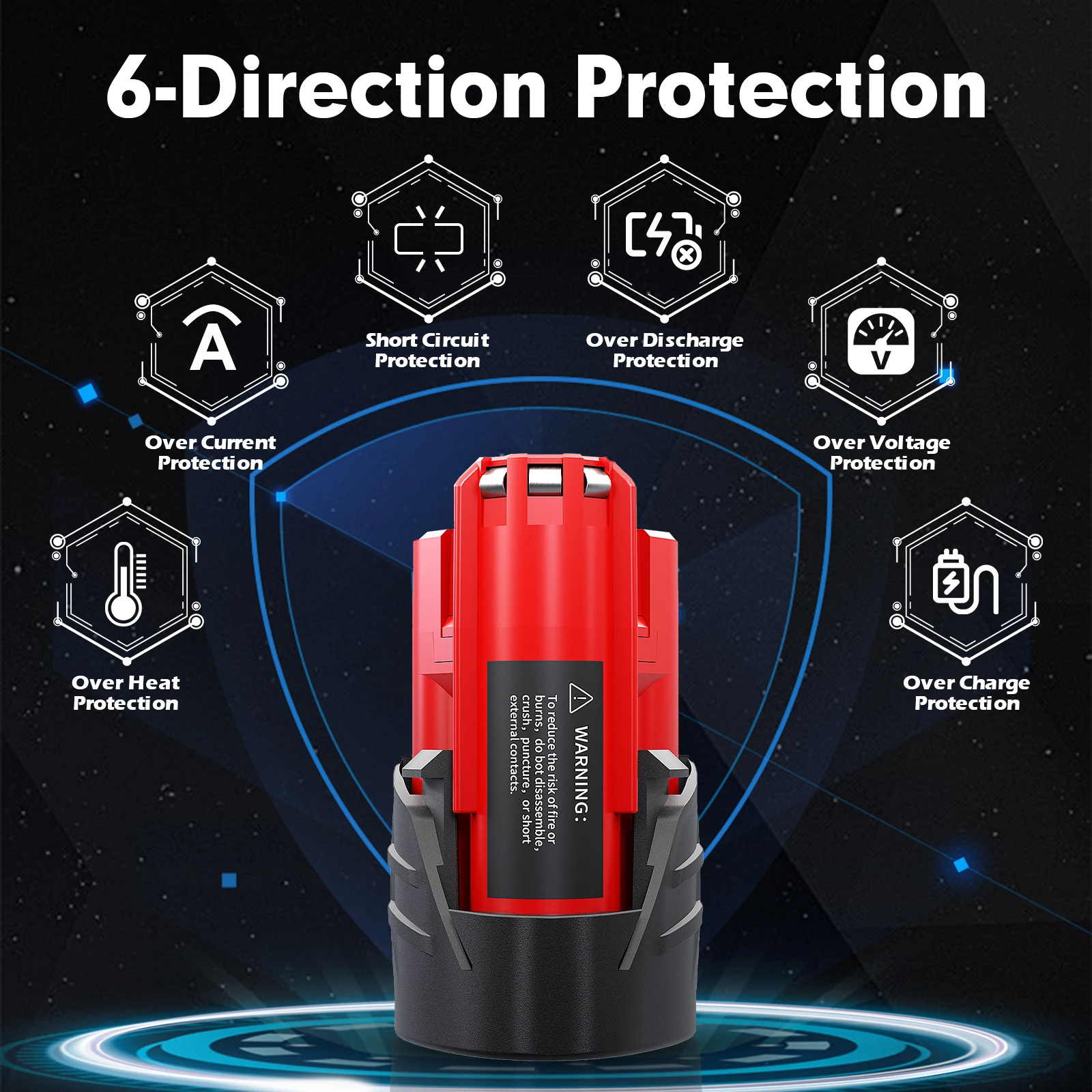Фото Аккумулятор 3800 мАч для Milwaukee M12, аккумуляторная батарея 3,8 Ач для аккумуляторных инструментов 12 В 48-11-2402 48-11-2411 48-11-2401 MIL-12A-LI №3