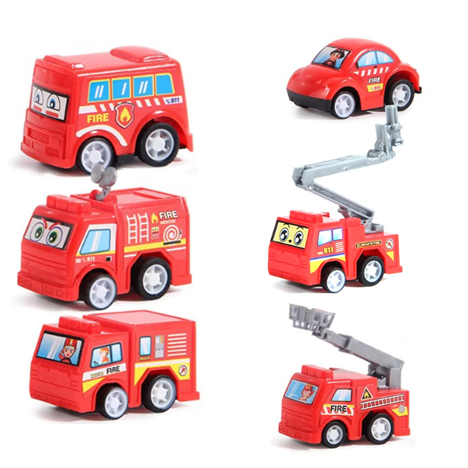 

6 Pack Mini Pull Back Cars And Trucks For Toddlers Party Favors Push And Go Vehicle Car Set With Fire Truck Taxi Model 2022