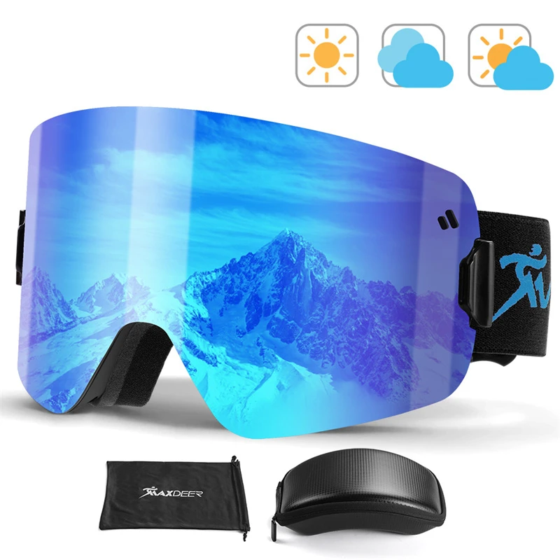 Ski Goggles Magnetic Double Layer Lens Anti-fog UV400 Protection OTG Skiing Goggles for Men Women Snow Glasses Snowboard Eyewear