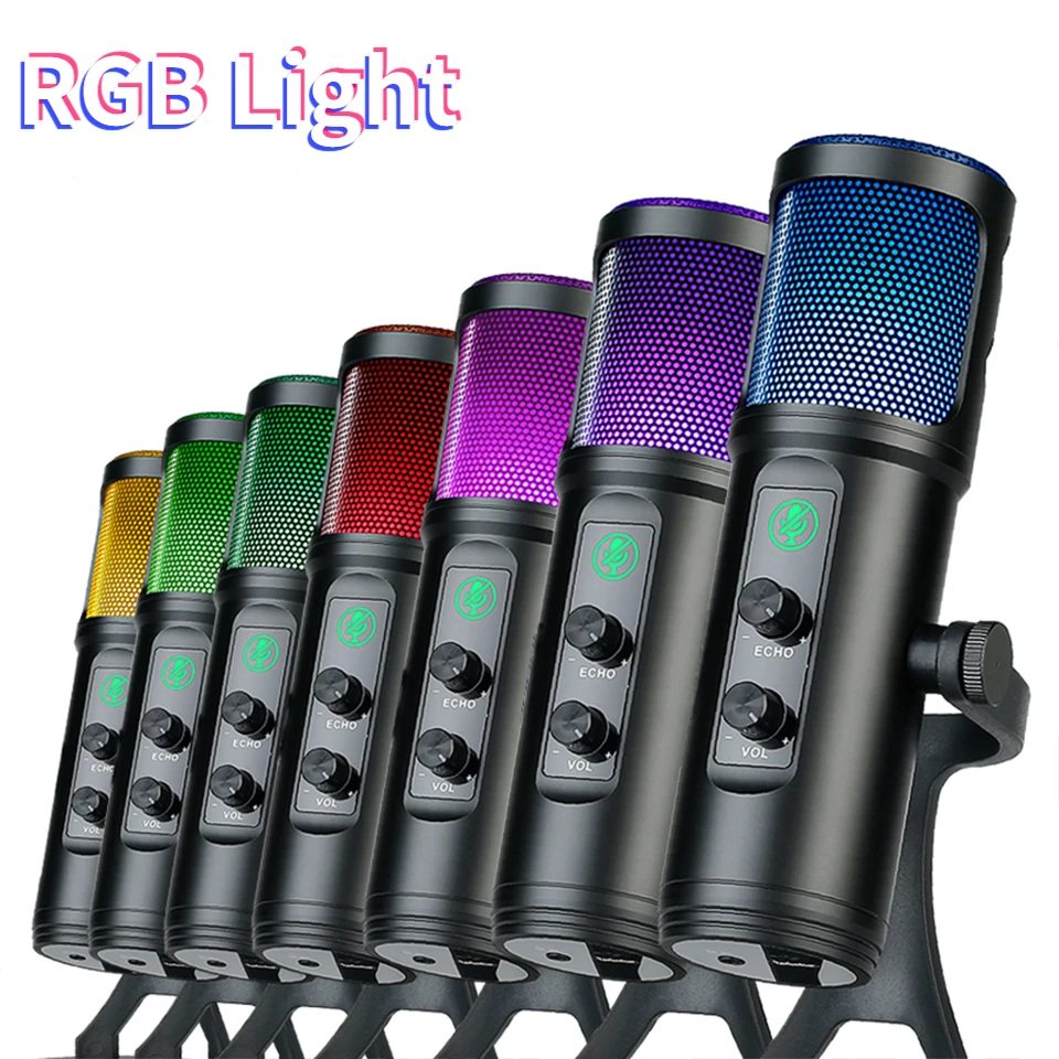 

RGB Light Gaming Microphone For PC Output For Recording Streaming Singing Gaming Recording Streaming Studio YouTube Video