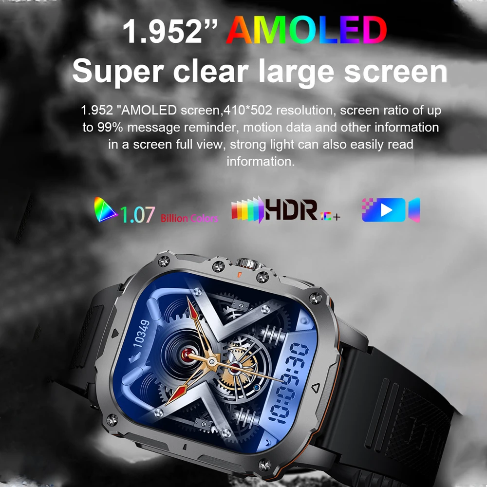 Смарт-часы AMOLED экран 1 952 дюйма с голосовым помощником