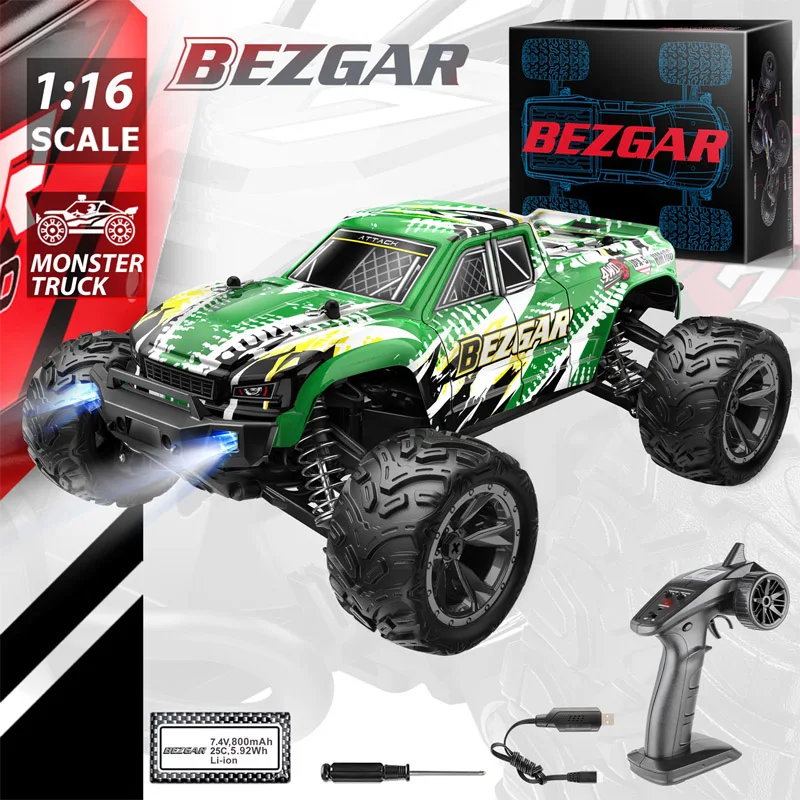 

BEZGAR HM166 Hobby RC Car 1:16 All-Terrain 40Km/h Off-Road 4WD Remote Control Monster Truck Crawler with Battery for Kids Adults
