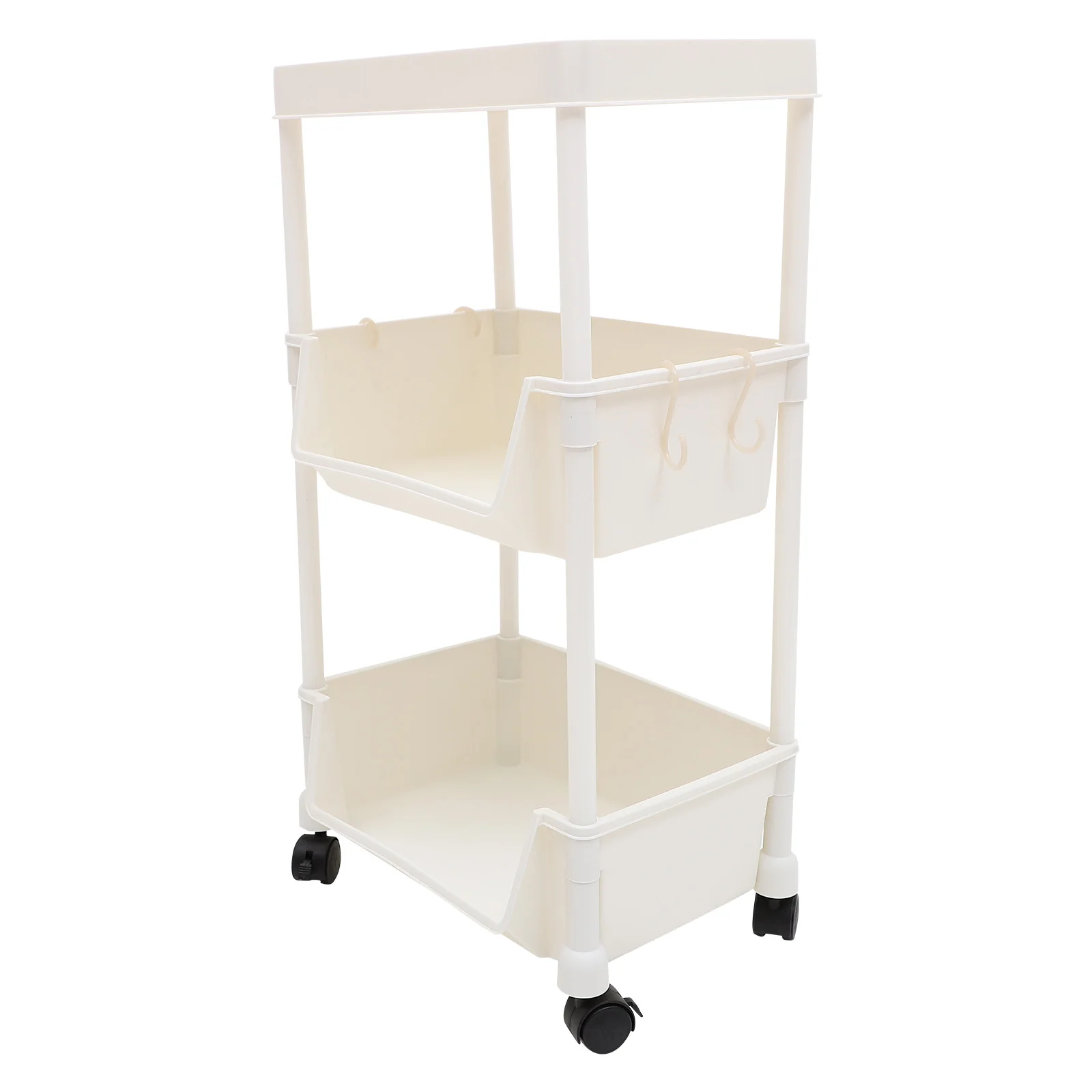 

3-Tier Rolling Cart Plastic Rolling Utility Cart Storage Trolley Shelf Utility Bookshelf Movable Storage Organizer Wheels