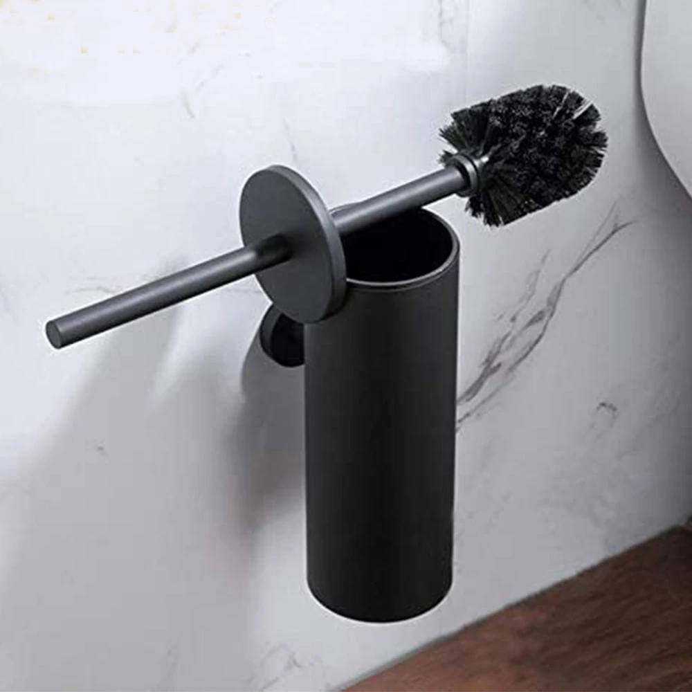 

Black/Chrome Fashion Toilet Cleaning Brush Holder Sets Wall Mount Stainless Steel Bathroom Accessories WC Hardware