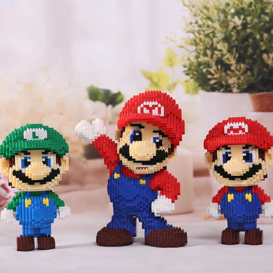 

Cute Cartoon Super Mario Series Yoshi Building Block Model Anime Auction Figures DIY Mini Bricks Kid Toys for Boy Children Gifts