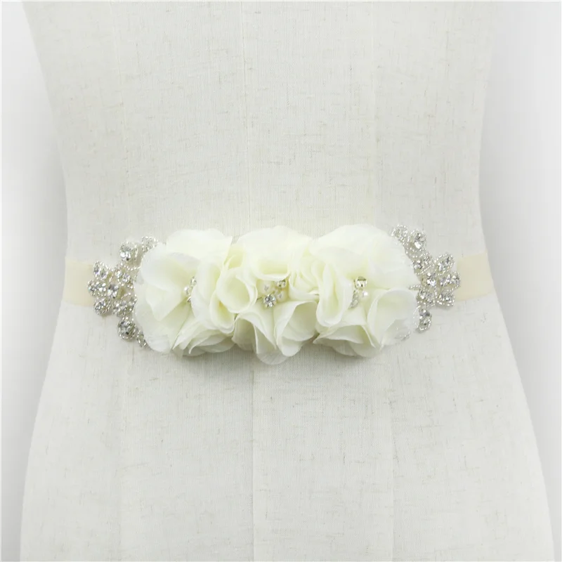 Женский элегантный пояс с тремя жемчужинами и цветами стразы свадебное платье на
