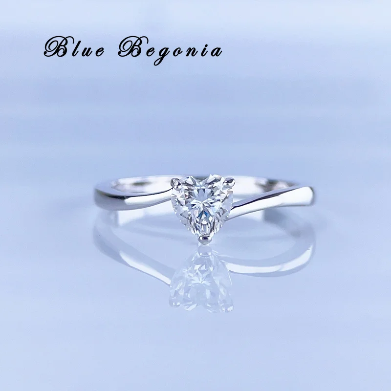 

0.5CT Heart Sharp Moissanite Ring VVS Lab Diamond Test Passed Fine Jewelry for Girl Birthday Gift Real 925 Sterling Silver