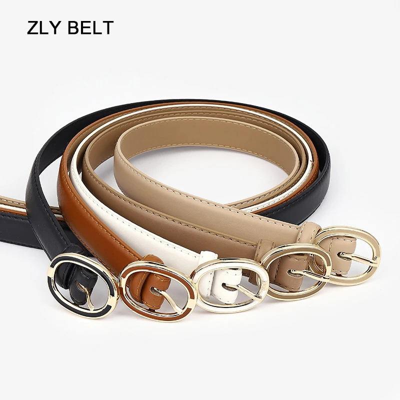 ZLY 2022 New Fashion Belt Women Men Luxury PU Leather Material Oval Alloy Metal Pin Buckle Jeans Casual Style Versatile Trend