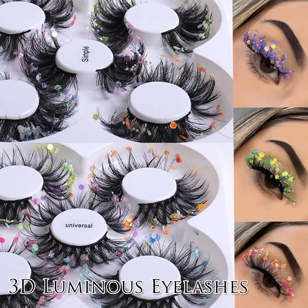 

5 пар, женские драматические флуоресцентные ресницы, 14-20 мм