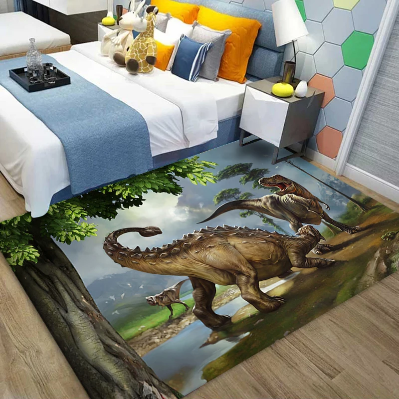 

Anime Dinosaur 3D Carpet Children Room Flannel Rugs Anti-slip Baby Crawling Play Rugs Teen Bedroom Carpet Carpet for Nursery