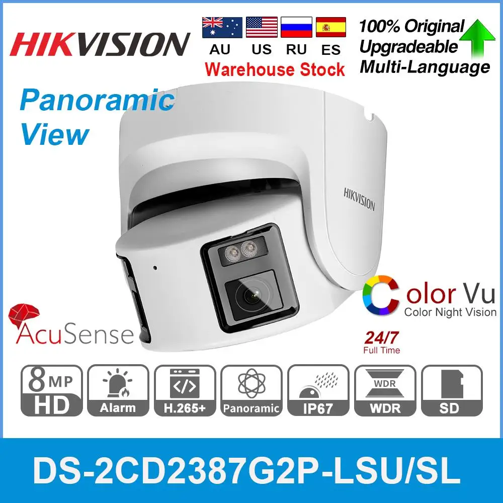 

Hikvision 4K IP-камера DS-2CD2387G2P-LSU/SL 8MP полноцветная панорамная камера PoE широкий угол Встроенный микрофон стробоскоп