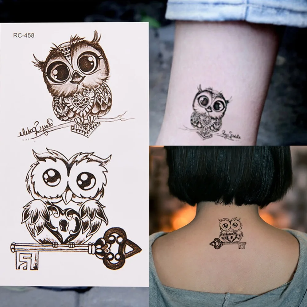 

HEALLOR 3pcs/lot Cute Cartoon Owl Waterproof Temporary Fake Tatto Sticker Tattoo Water Transfer 10.5*6CM For Kid Adults #275169