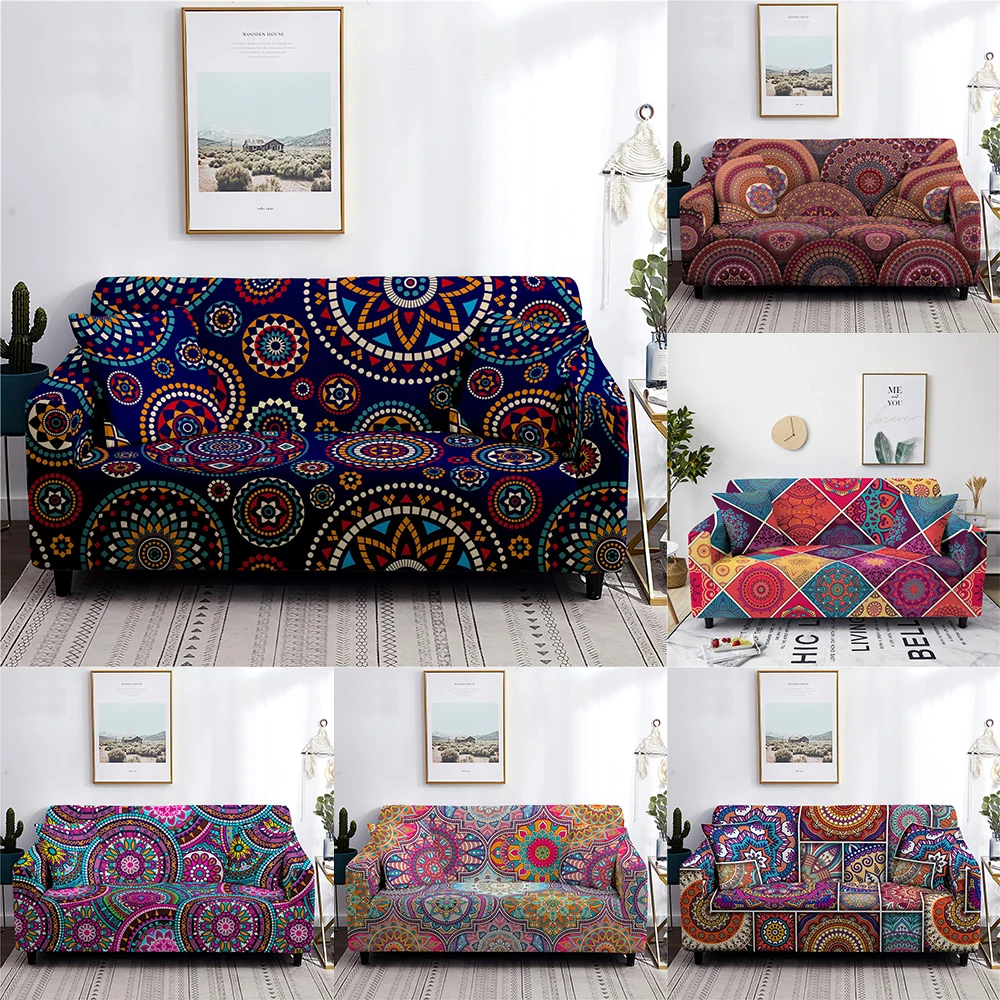 

Mandala Bohemia Sofa Cover Stretch Slipcover Sectional Elastic Couch Cover for Living Room L Shape Armchair Cover 1/2/3/4 Seater