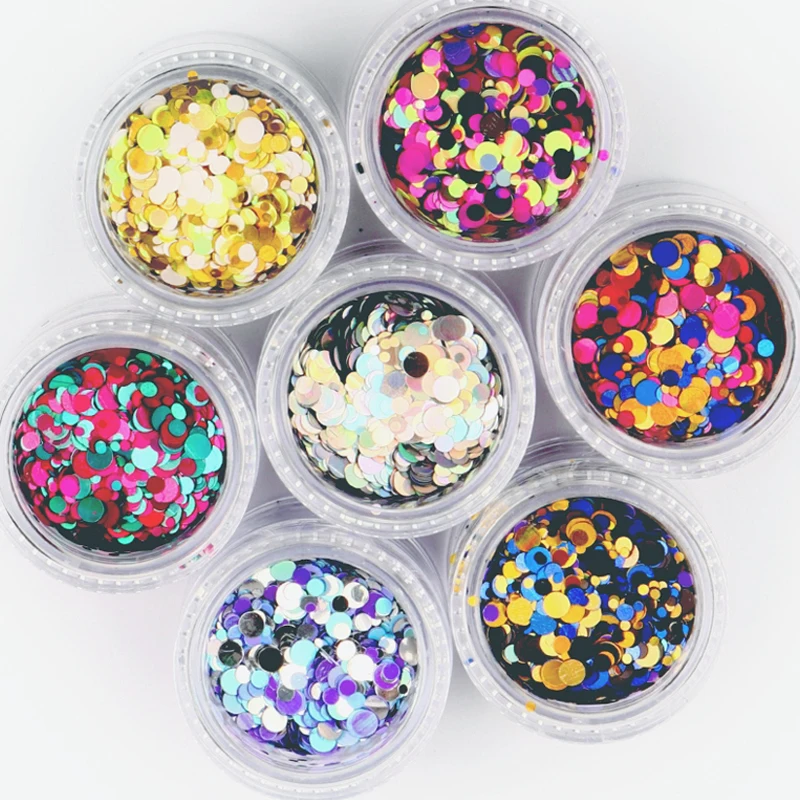 

10ml Holographic Glitter Flakes Round Shaped Sequins Colorful Resin Filling Earring Silicone Mold Filler Jewelry Making Supplies