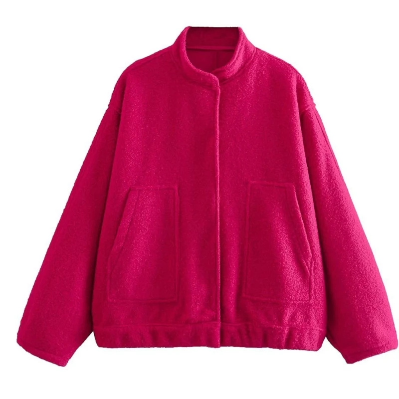 

L5YA Womens Winter Shacket Casual Wool Blend Button Down Long Sleeve Coat