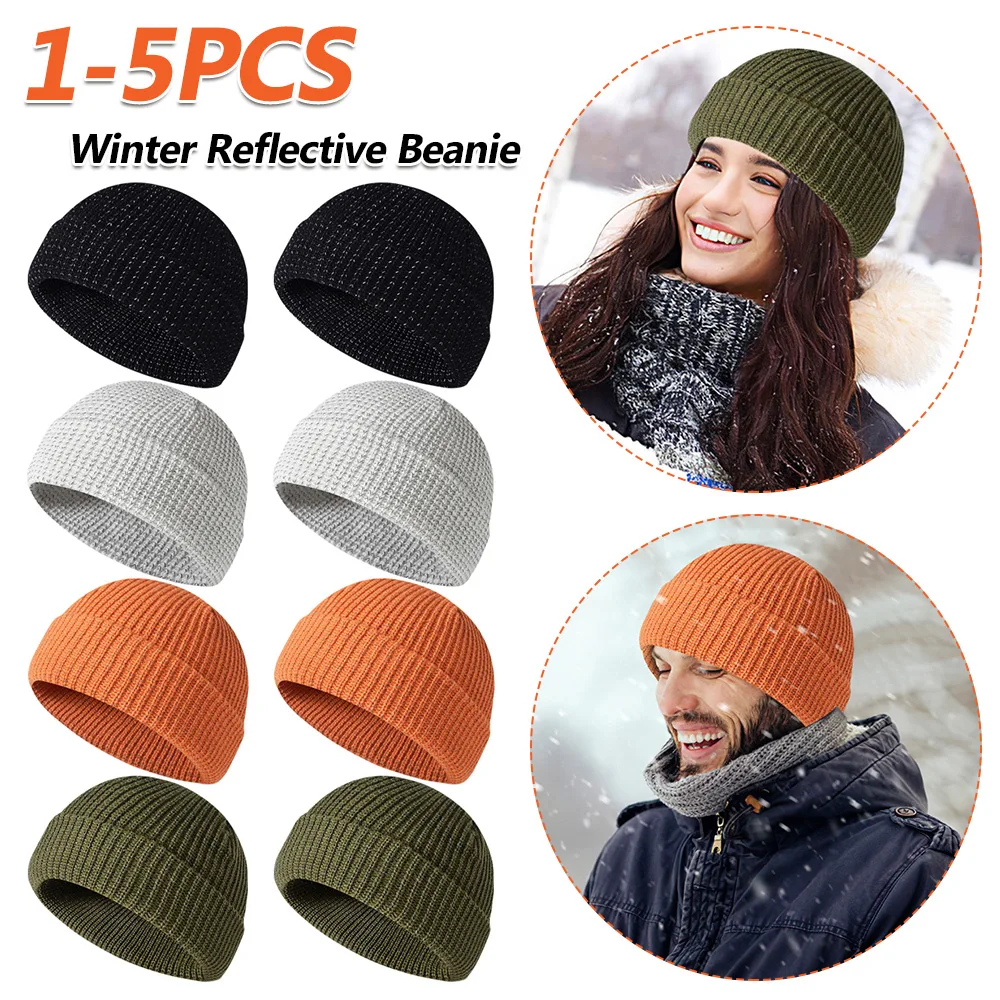 1-5 шт. зимние светоотражающие шапки унисекс высокая видимость серебристая