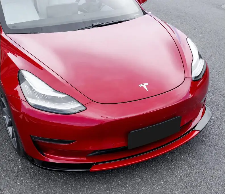 

3PCS/SET ABS Carbon Paint Front Lip Splitters Bumper Flaps Spoiler Cover For Tesla MODEL 3 2018 2019 2020 2021 2022