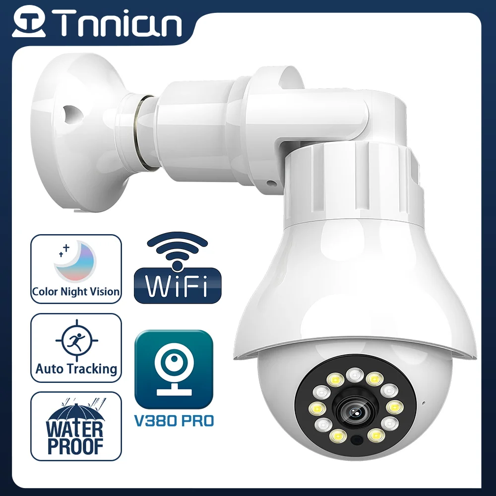 

Tnnian 4MP E27 Bulb WIFI Surveillance Camera Auto Tracking 360 Outdoor PTZ IP Camera CCTV 30M Night Vision Video Security Canera