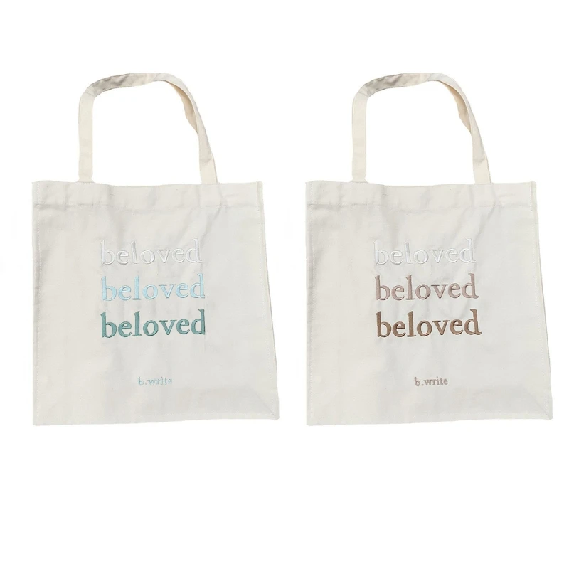 

Simple Solid Color Shoulder Bag Large Canvas Bag Women Tote Bag Beloved Letter Embroidered Handbags for Daily Shopping