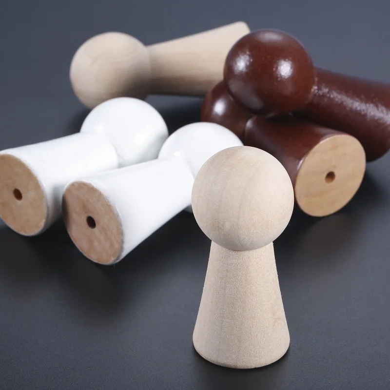Mug Shaker Peg Wood Hook Hanger Unpainted Wooden White Brown