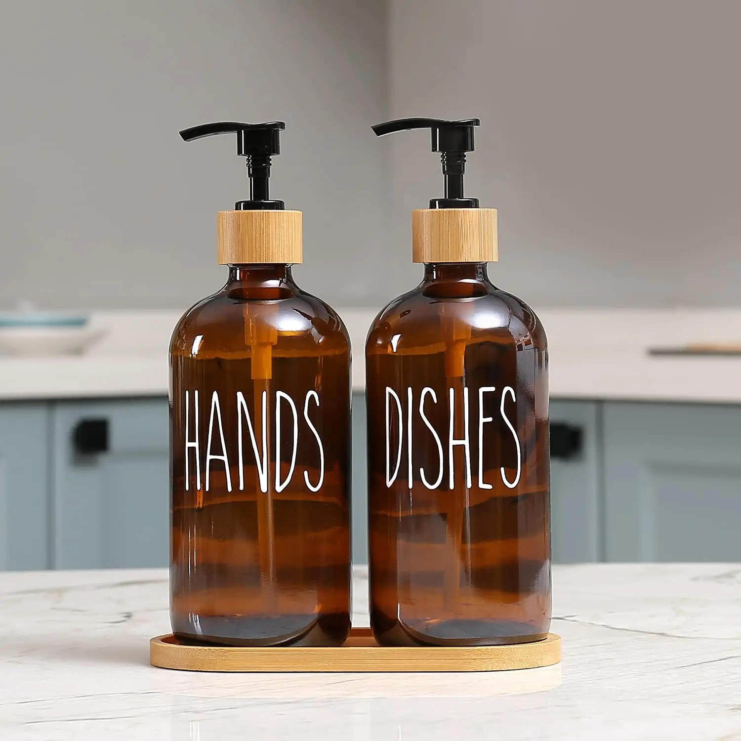 

2Pcs/Set 500ml Soap Pump Dispenser Bathroom Shampoo Kitchen Dish Wood Bottle Refill Shower Gel Hand Liquid Storage Container