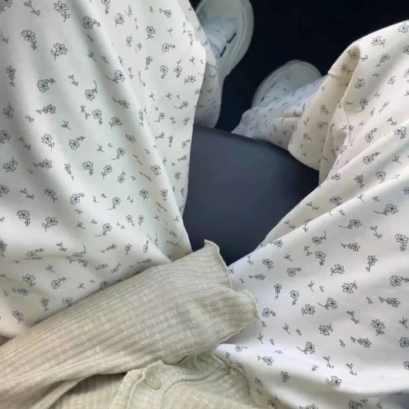 Брюки женские повседневные с цветочным принтом и высокой талией