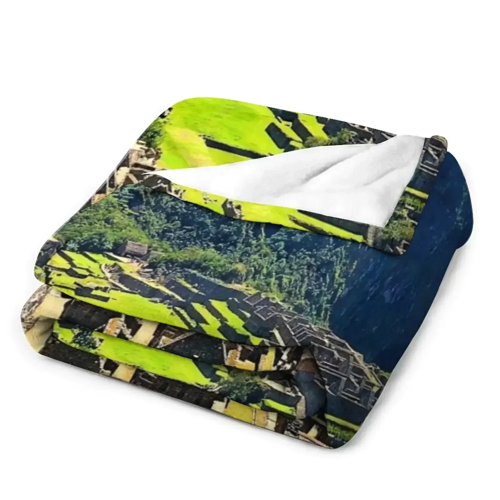 Плед Маку Пикчу на зиму Мягкие клетчатые теплые одеяла