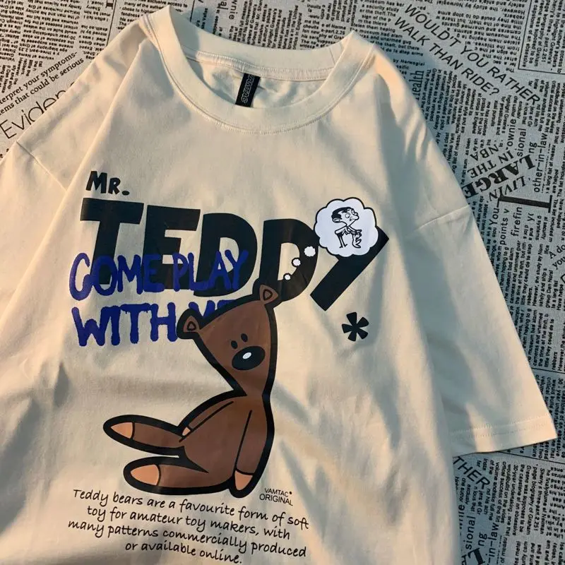 

Women Letter Printing Oversized Short Sleeve TShirt Man Summer Hip Hop Short Sleeve Streetwear Vintage T-shirt Clothes Loose Tee