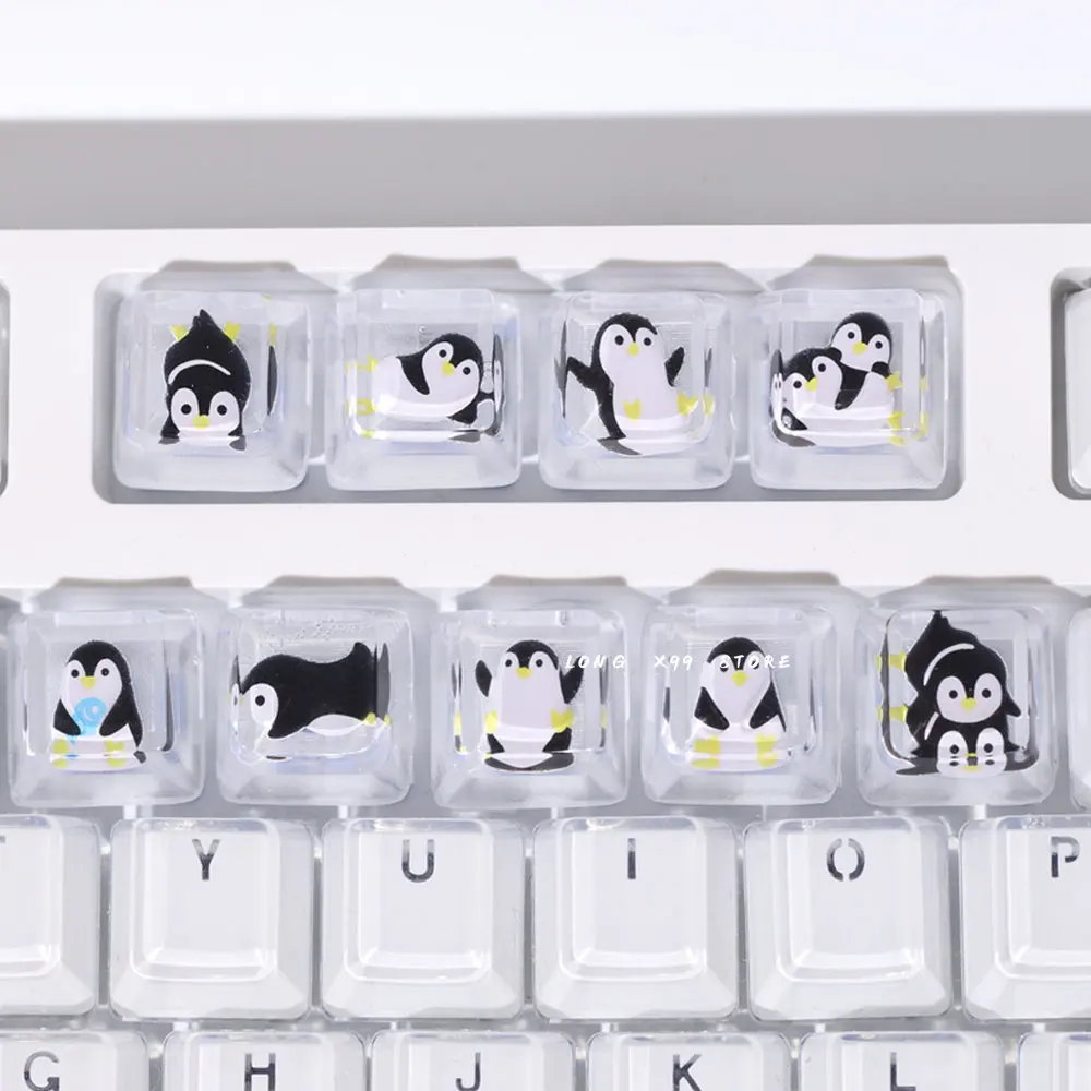 

Resin Penguin Keycaps Personalized design Cute Backlit Keycap OEM Profile for Cross Switch Mechanical Keyboard Keycap