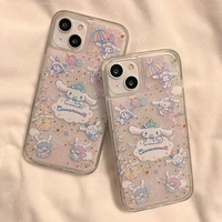 glitter quicksand full screen cinnamoroll phone cases for iphone 13 12 11 pro max xr xs max x back cover