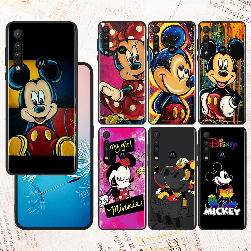 

Cute Art Mickey Minnie Mouse For Motorola E32 G52 G Stylus G41 G71 Edge G60 S G9 G8 20 E7i Power One Fusion Black Phone Case