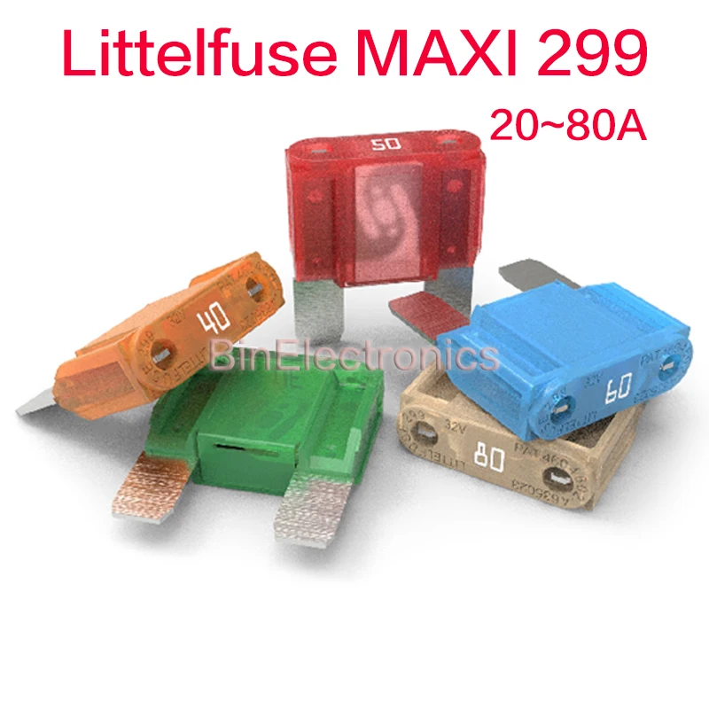 

1 шт. Littelfuse MAXI 299 серии 20A 25A 30A 35A 50A 60A 70A 80A 32V страховая вилка большого размера вставленный предохранитель с болтовым отверстием