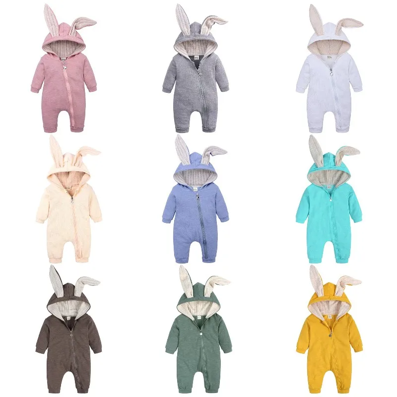 2023 Autumn Newborn Baby Onesie Girls Boys Romper Cotton Long Sleeve Jumpsuit Playsuit Bunny Outfits One Pieces 3D Ear Clothes