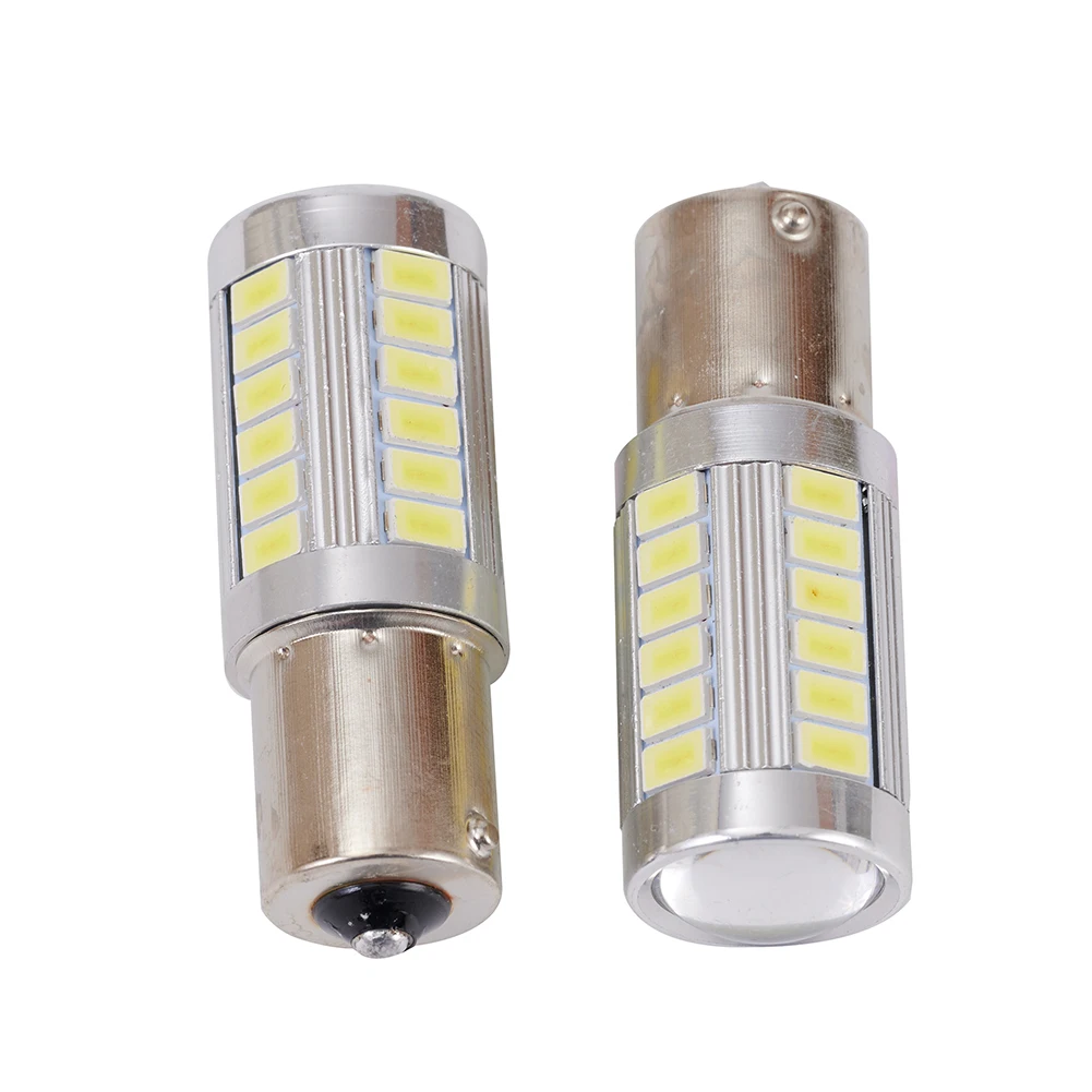 

2pcs Car DRL Light Bulb White LED BA15S P21W 1156 Reversing Lamp 33-SMD 5630 12V Fog Lights Headlights Replacement