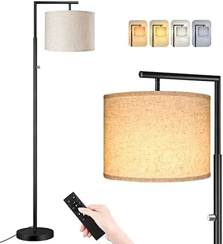 

Напольная Лампа, 4-цветная современная напольная лампа с дистанционным управлением и бежевым абажуром, высокий напольный светильник для гостиной