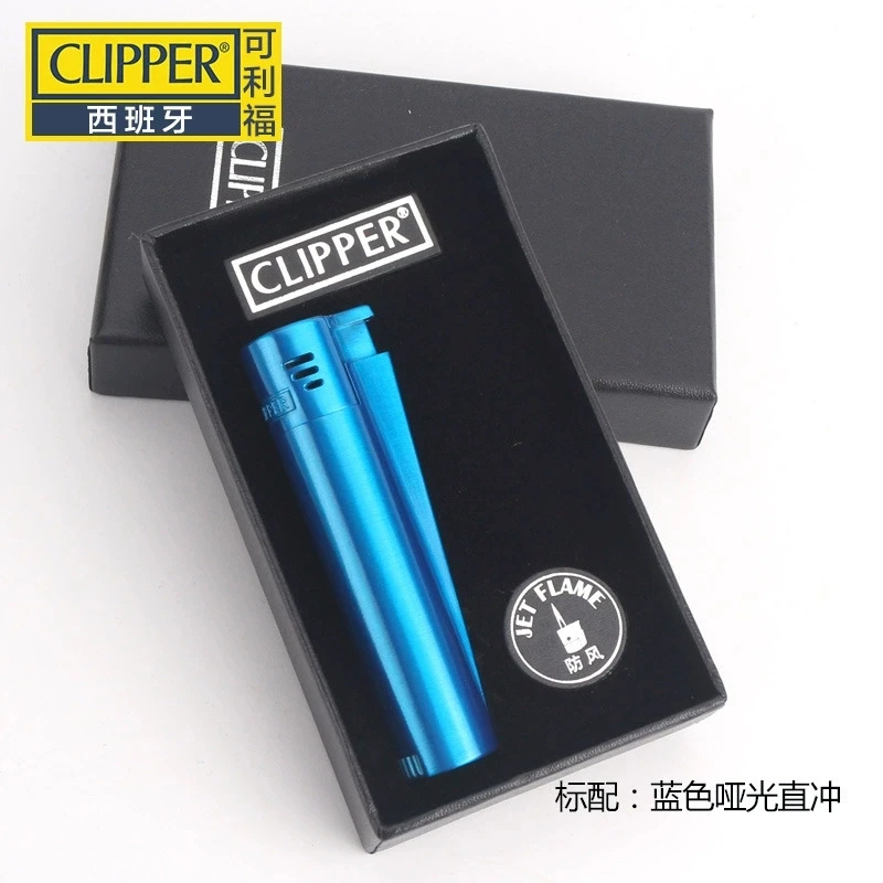 Фото Зажигалка Clipper с металлическим корпусом, ветрозащитная, газовая, на бутане, с синим турбо-пламенем, для сигар, аксессуары для курения для мужчин №4