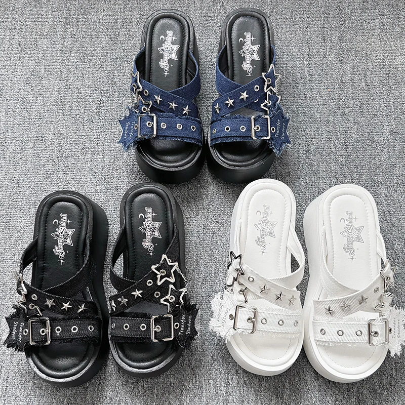 Оригинальные тапочки Y2K на платформе азиатской культуры популярные сандалии для