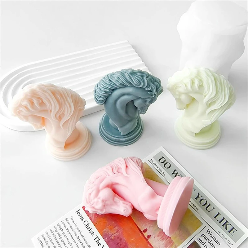 3D голова лошади ароматическая свеча силиконовая форма DIY животное пластырь