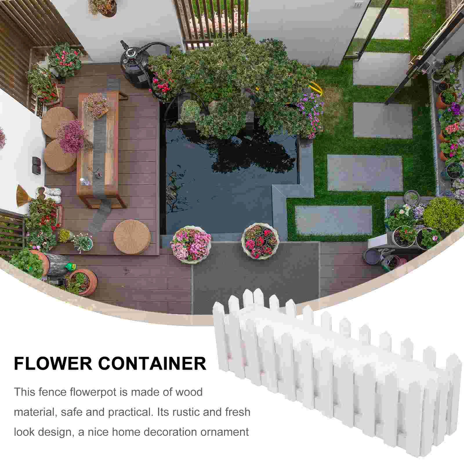 

Planter Flower Pot Box Wood Fence Container Woodenflowerpot Artificial Picket Large Rectangular Window Basket