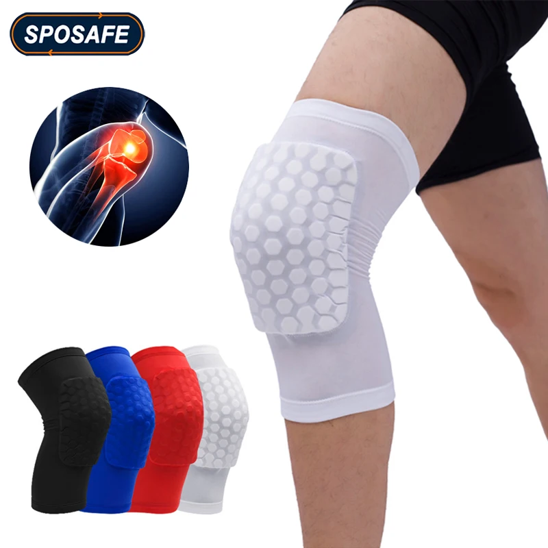 Купи 1Piece Honeycomb Knee Pads Basketball Sports Kneepad Volleyball Knee Protector Brace Support Compression Leg Sleeves за 287 рублей в магазине AliExpress