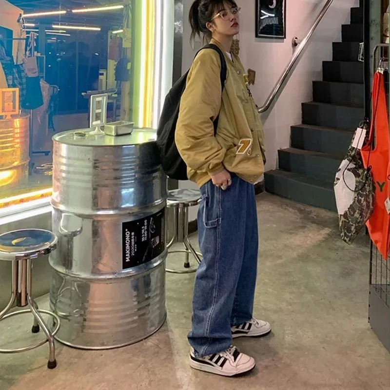 

2022 Jeans Women Streetwear Casual Baggy Y2k Aesthetic Straight Denim Trouser High Waisted Jeans Loose Cargo Pants