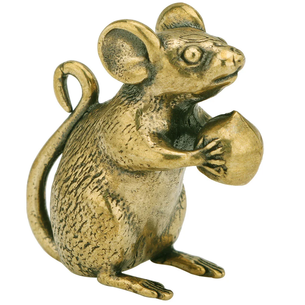 

Rat Statue Shui Feng Brass Animal Statues Retro Miniature Figurine Zodiacfigurines Table Model Wealth Ornamentanimals Mini