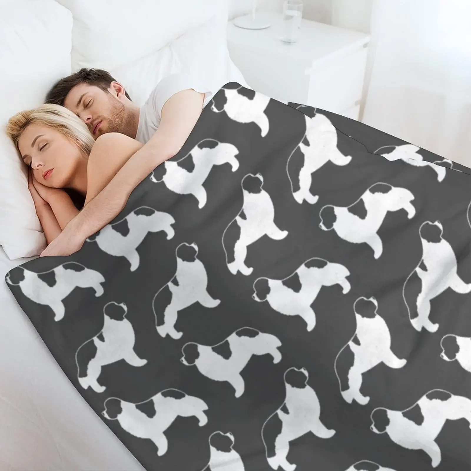 Одеяло Newfoundland Landseer с силуэтом породы собак одеяла для кровати