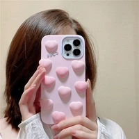 pink cute 3d love hearts silicone phone case for iphone 8 7 6 plus se 2 x xr xs max 11 12 13 pro max cases soft tpu bumper cover
