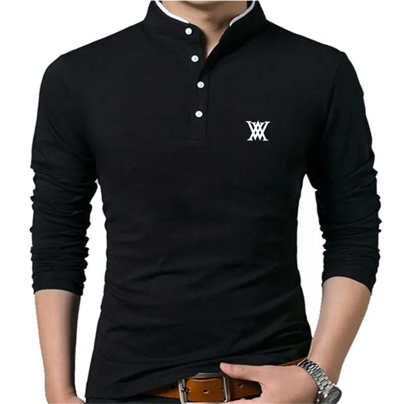 

2022 New Men Golf Clothing Long Sleeve T-shirt Men's Outdoor Sports Ventilation Loose Bottomed Polo Shirt Half Zip Golf Wear