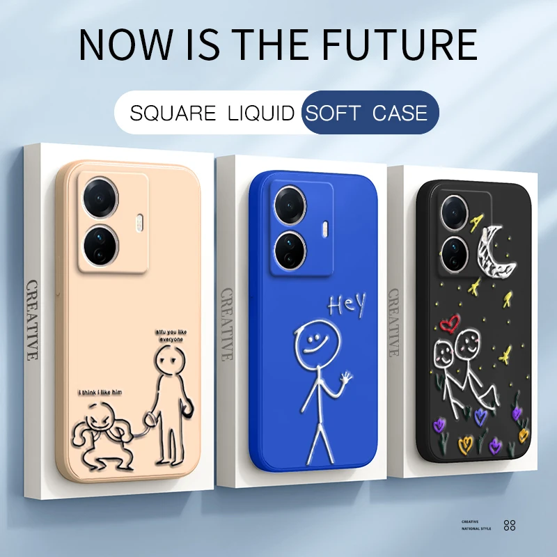 

Роскошный квадратный жидкий ударопрочный чехол для VIVO T1 Pro T1x 5G Global Phone задняя крышка VIVOT1 T 1 мягкий 3D силиконовый милый чехол для девочек