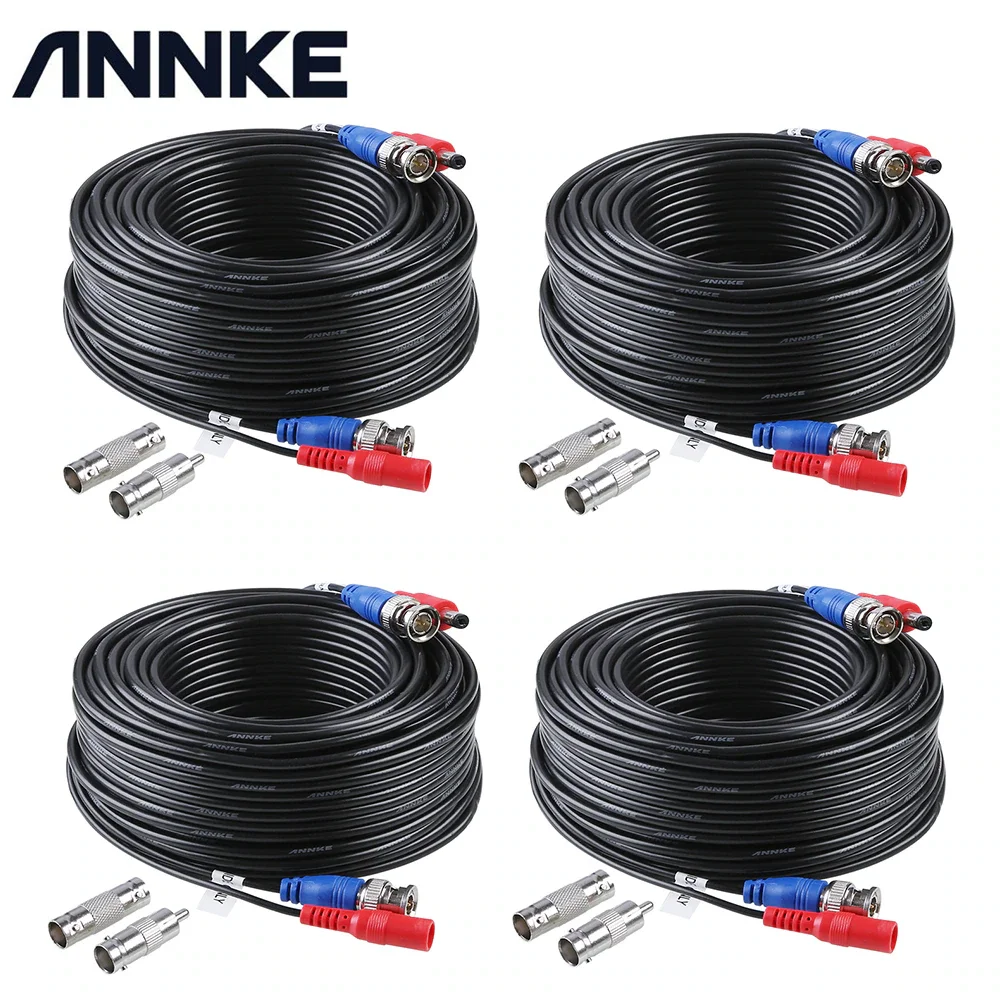 Annke 4pcs 100ft 30M Security Camera Video Power Cable Cord 