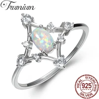 trumium 100 real 925 sterling silver engagement ring white opal ring oval cut zircon promise love wedding rings for women